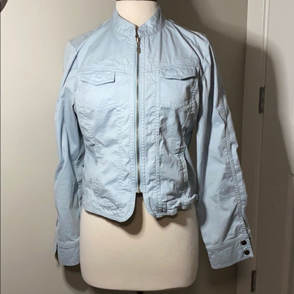 Cabi Cropped fall light jacket light blue size L EUC
